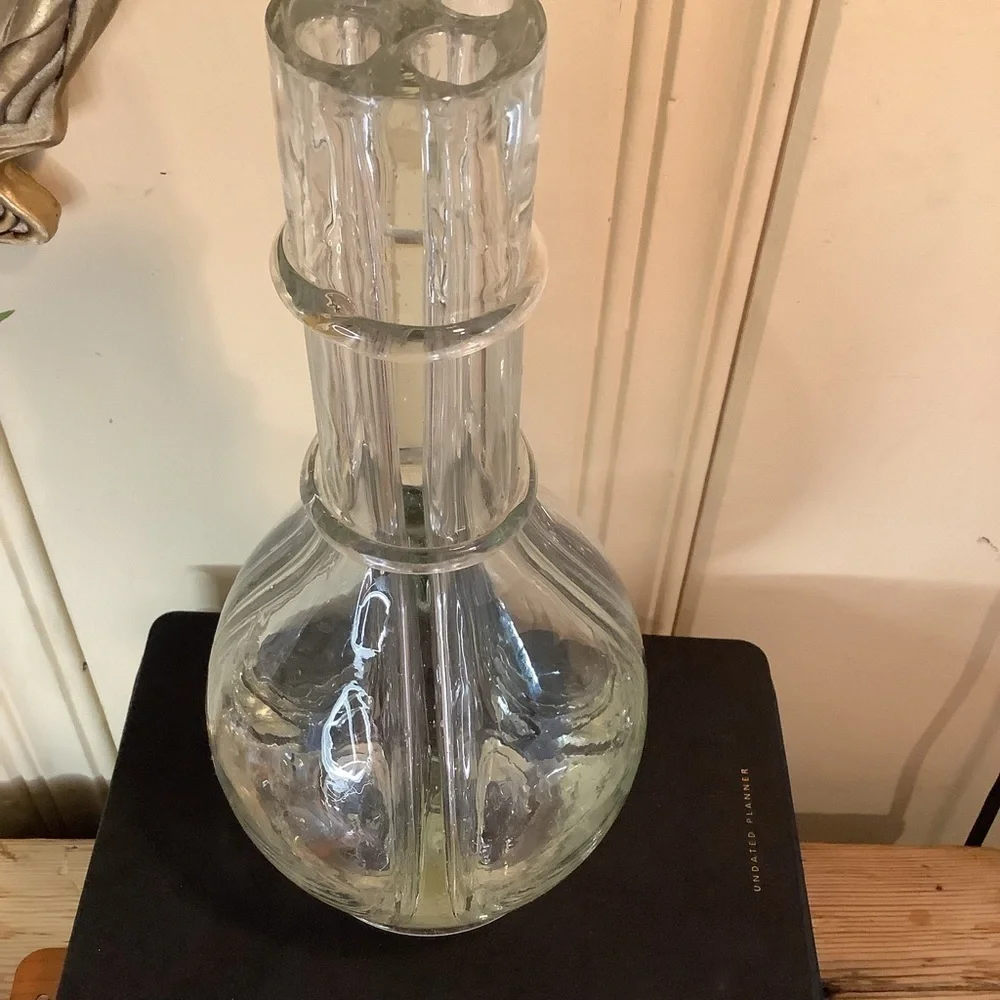 Antique Vintage Made In France Hand Blown 4 Chamber Liquor Decanter or Vase - Picture 5 of 8